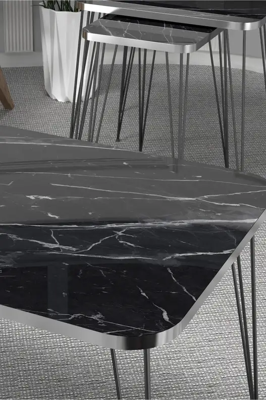 Square Silver Black Wire Coffee Table Set Square Silver Black Wire Coffee Table Set