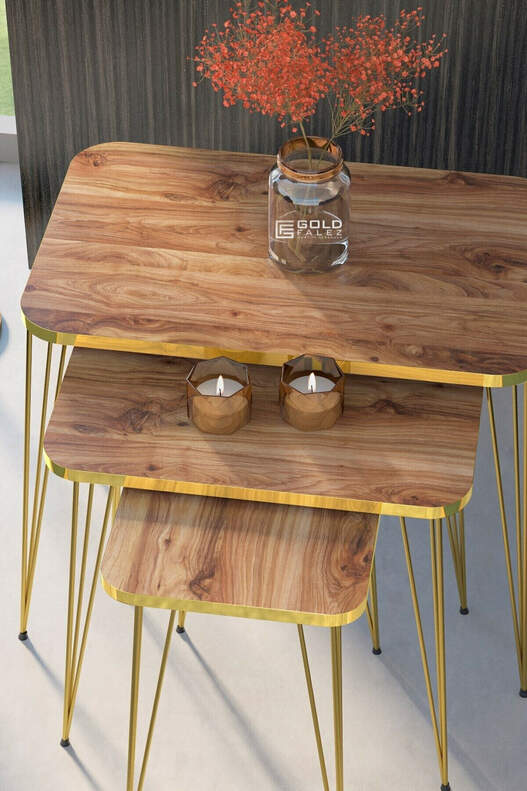 Square Gold Wire Coffee Table Set Square Gold Wire Coffee Table Set
