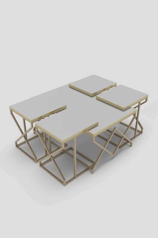 V Lux 5 Piece Center and Zigon Coffee Table Set V Lux 5 Piece Center and Zigon Coffee Table Set