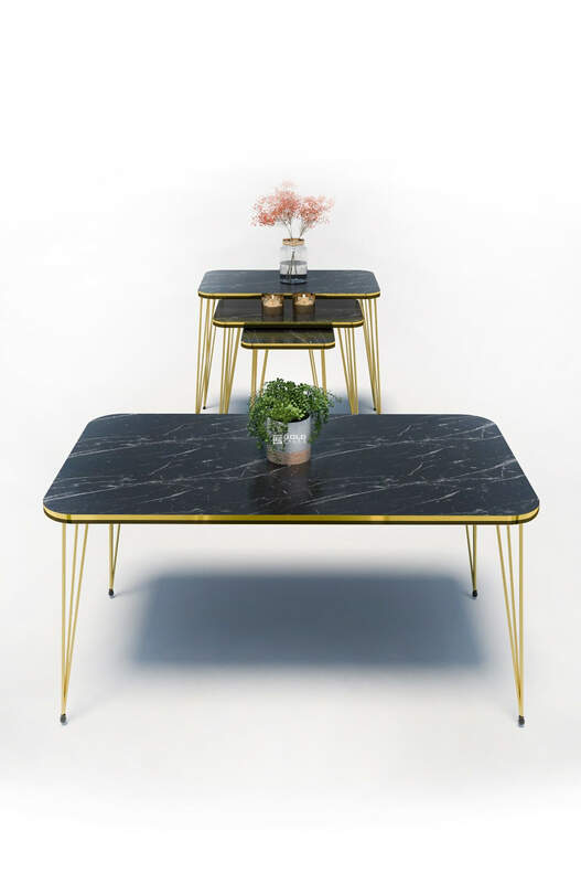 Square Gold Wire Double Gold Coffee Table Set Square Gold Wire Double Gold Coffee Table Set