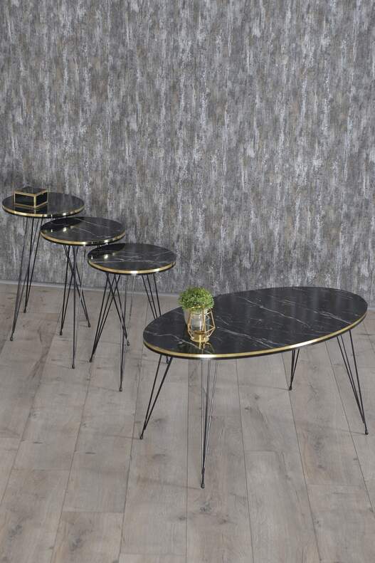 Black Wire Double Gold Coffee Table Set Ellipse Black Wire Double Gold Coffee Table Set Ellipse