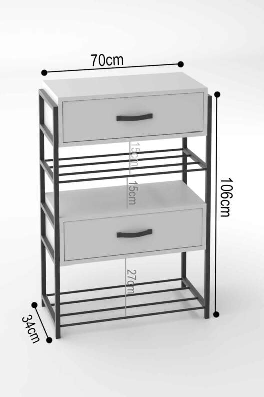 Wood-Metal 4 Shelf 2 Door Shoe Rack