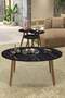 Ellipse Wooden Zigon Centre Coffee Table Set