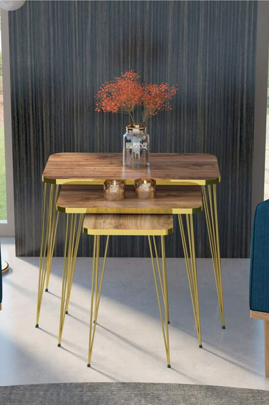 Square Gold Wire Coffee Table Set Square Gold Wire Coffee Table Set