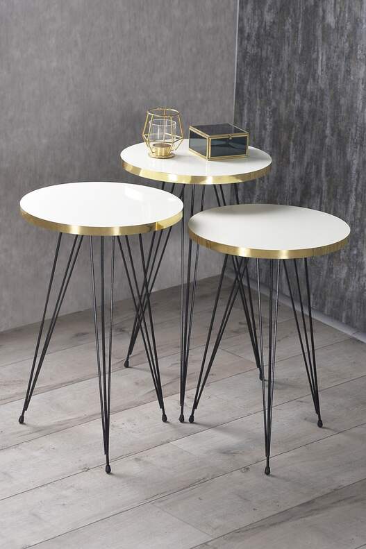 Black Wire Gold Coffee Table Set Ellipse