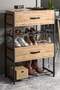 Wood-Metal 4 Shelf 2 Door Shoe Rack