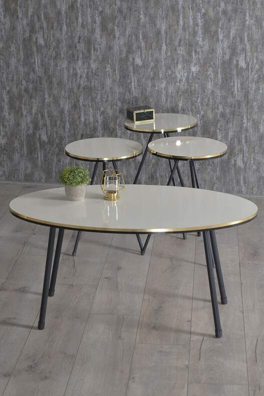 Black Metal Double Gold Coffee Table Set Ellipse Black Metal Double Gold Coffee Table Set Ellipse