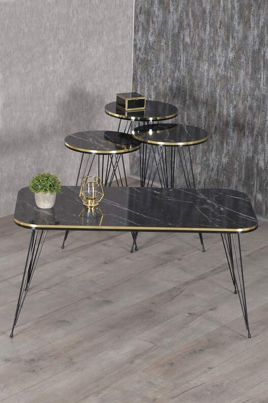 Black Wire Double Gold Coffee Table Set Square Black Wire Double Gold Coffee Table Set Square