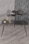 Black Wire Double Gold Coffee Table Set Square