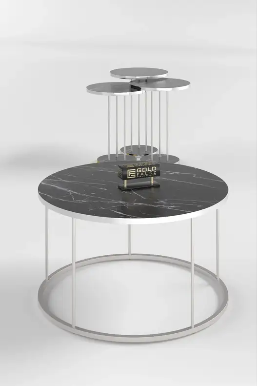 Coffee Table and Zigon Coffee Table Terra Set Silver Coffee Table and Zigon Coffee Table Terra Set Silver