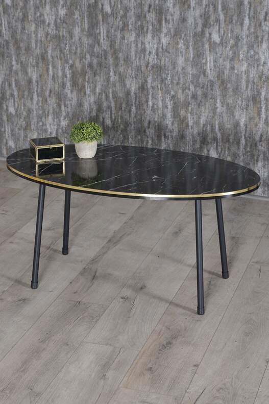 Black Metal Double Gold Centre Coffee Table Ellipse Black Metal Double Gold Centre Coffee Table Ellipse
