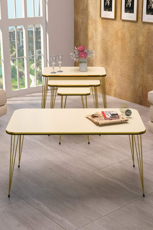 Square Gold Wire Double Gold Coffee Table Set Square Gold Wire Double Gold Coffee Table Set
