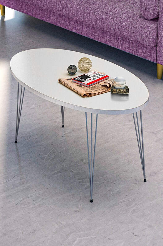 Silver Wire Mid Coffee Table Ellipse