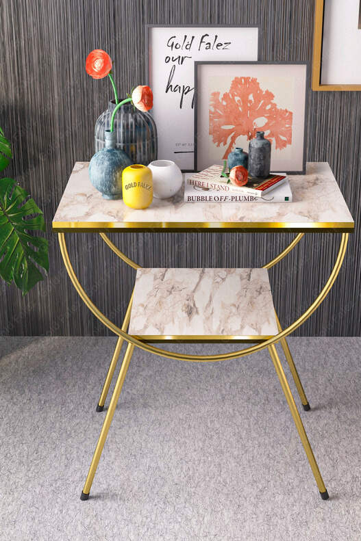 Double Strip Metal Side Table Bedside Table Double Strip Metal Side Table Bedside Table