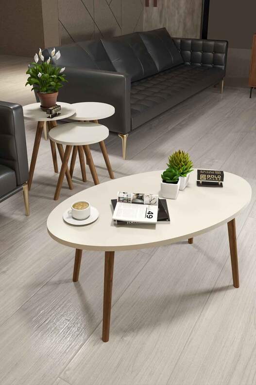 Ellipse Wooden Zigon Centre Coffee Table Set Ellipse Wooden Zigon Centre Coffee Table Set