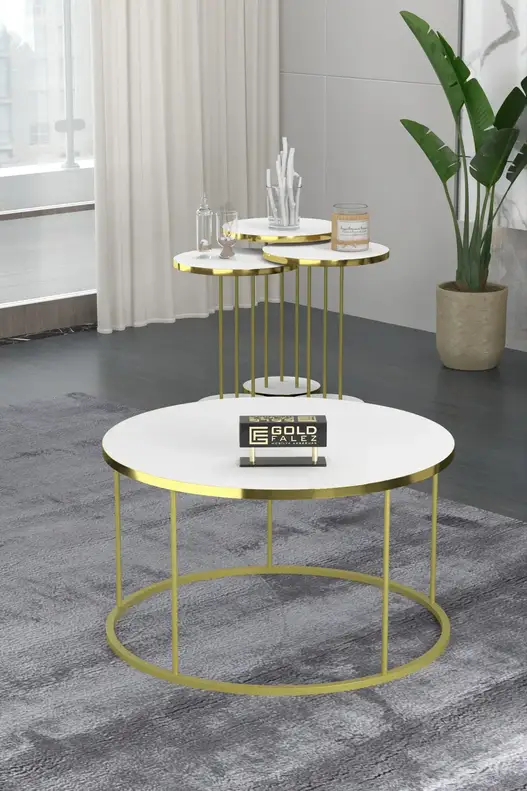Coffee Table and Zigon Coffee Table Terra Set Gold Coffee Table and Zigon Coffee Table Terra Set Gold