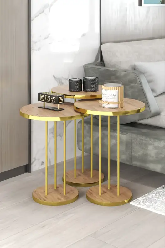 Coffee Table and Zigon Coffee Table Terra Set Gold Coffee Table and Zigon Coffee Table Terra Set Gold