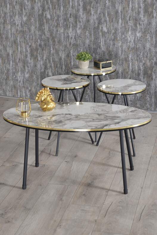 Black Metal Double Gold Coffee Table Set Ellipse Black Metal Double Gold Coffee Table Set Ellipse