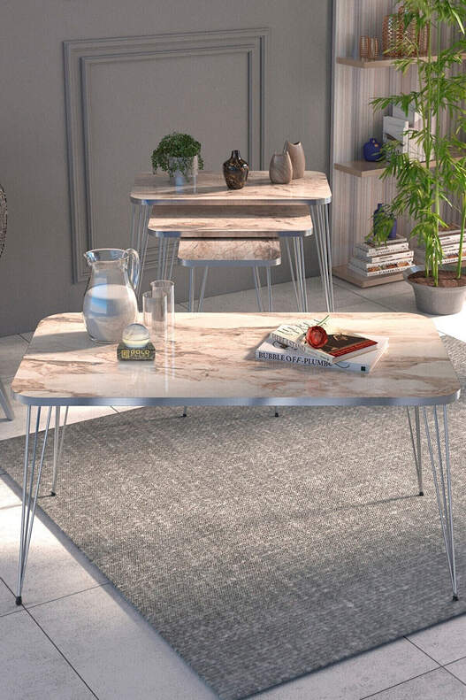 Square Silver Wire Coffee Table Set Square Silver Wire Coffee Table Set