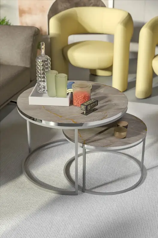 Coffee Table Double Silver Luxury Special Coffee Table Double Silver Luxury Special