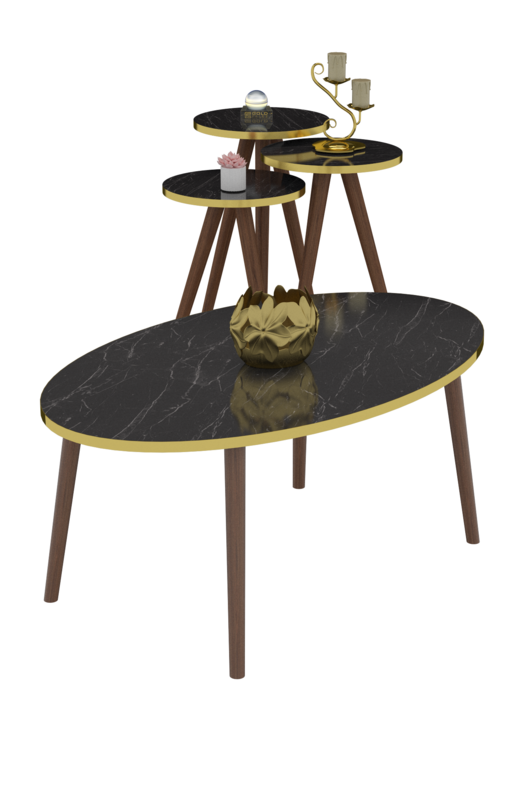 Wooden Gold Zigon Centre Coffee Table Set Ellipse Wooden Gold Zigon Centre Coffee Table Set Ellipse