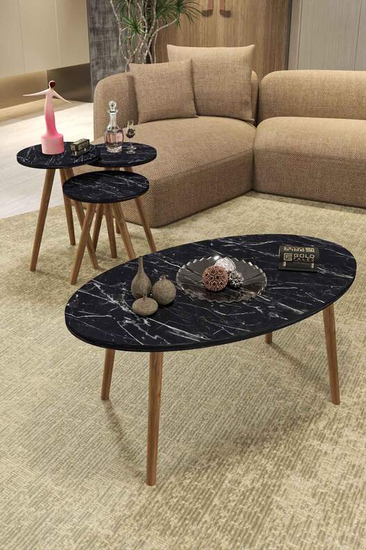 Ellipse Wooden Zigon Centre Coffee Table Set Ellipse Wooden Zigon Centre Coffee Table Set