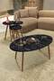 Ellipse Wooden Zigon Centre Coffee Table Set