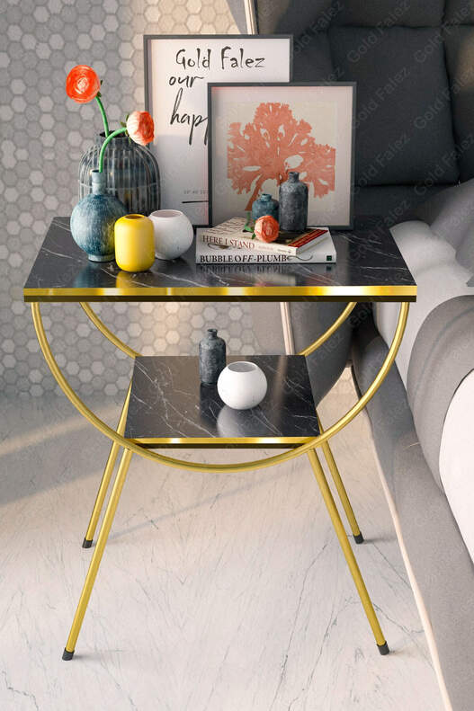 Double Strip Metal Side Table Bedside Table Double Strip Metal Side Table Bedside Table