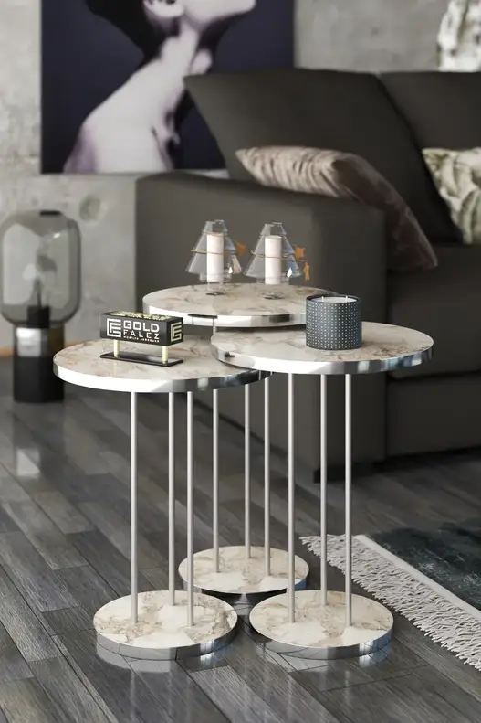 Coffee Table and Zigon Coffee Table Terra Set Silver Coffee Table and Zigon Coffee Table Terra Set Silver