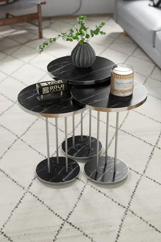 Coffee Table and Zigon Coffee Table Terra Set Silver Coffee Table and Zigon Coffee Table Terra Set Silver