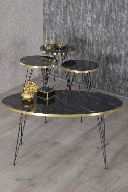 Black Wire Gold Coffee Table Set Ellipse Black Wire Gold Coffee Table Set Ellipse