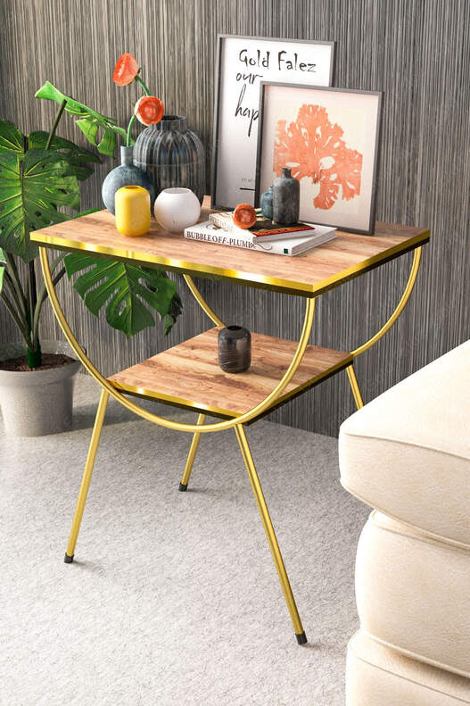 Double Strip Metal Side Table Bedside Table Double Strip Metal Side Table Bedside Table