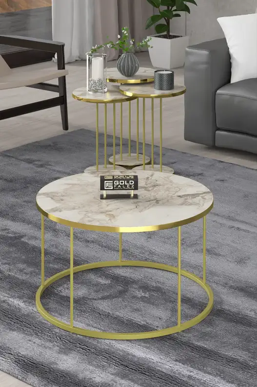 Coffee Table and Zigon Coffee Table Terra Set Gold Coffee Table and Zigon Coffee Table Terra Set Gold