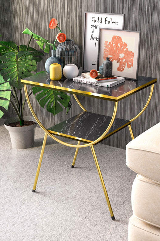 Double Strip Metal Side Table Bedside Table Double Strip Metal Side Table Bedside Table