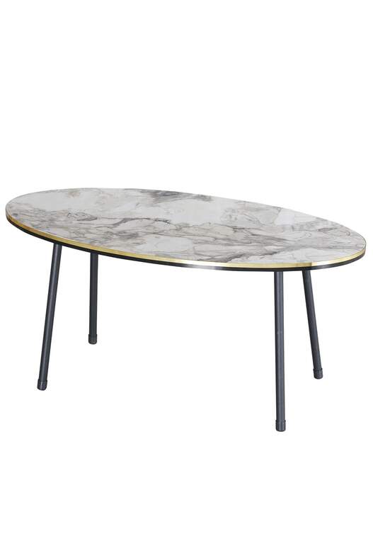 Black Metal Double Gold Centre Coffee Table Ellipse