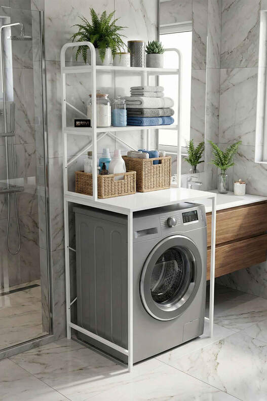 Multi-Purpose 2-Shelf Metal Bathroom Organizer White