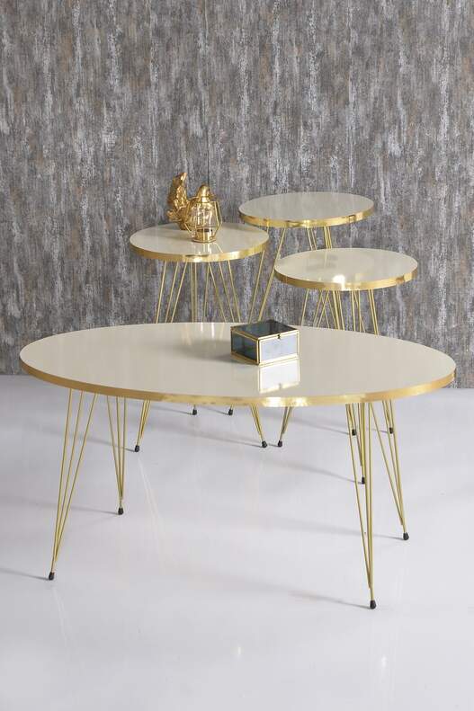 Gold Wire Zigon Coffee Table Set Ellipse Gold Wire Zigon Coffee Table Set Ellipse