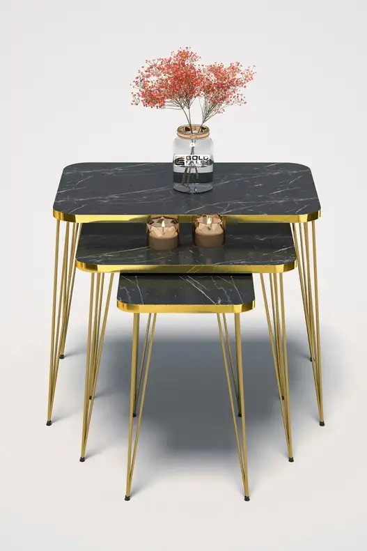 Square Gold Wire Coffee Table Set Square Gold Wire Coffee Table Set