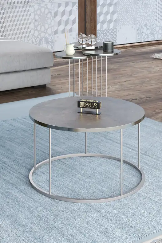 Coffee Table and Zigon Coffee Table Terra Set Silver Coffee Table and Zigon Coffee Table Terra Set Silver