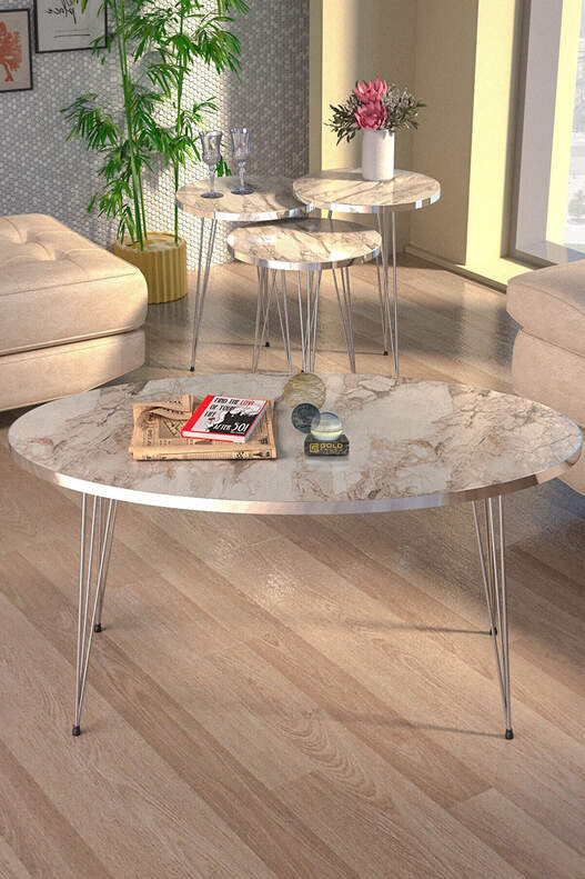 Silver Wire Coffee Table Set Ellipse Silver Wire Coffee Table Set Ellipse
