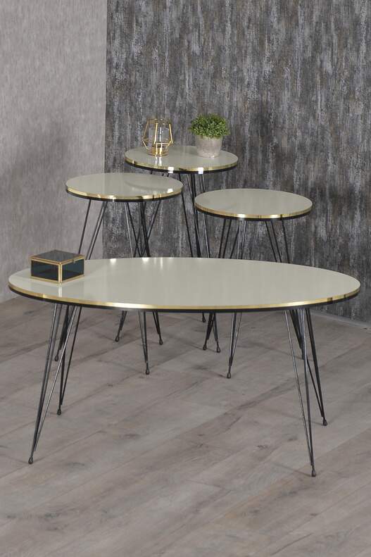 Black Wire Double Gold Coffee Table Set Ellipse Black Wire Double Gold Coffee Table Set Ellipse