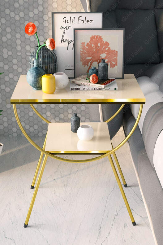 Double Strip Metal Side Table Bedside Table Double Strip Metal Side Table Bedside Table