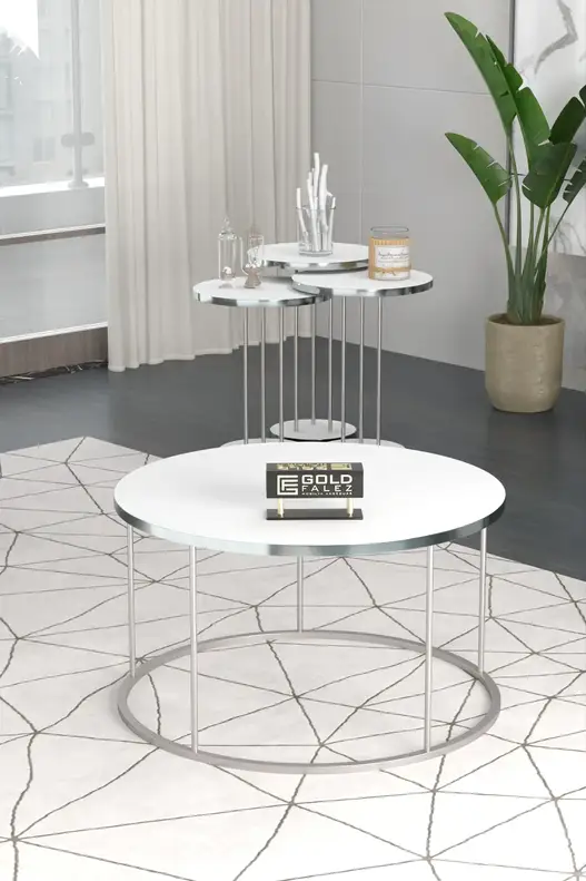 Coffee Table and Zigon Coffee Table Terra Set Silver Coffee Table and Zigon Coffee Table Terra Set Silver