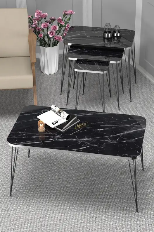 Square Silver Black Wire Coffee Table Set Square Silver Black Wire Coffee Table Set