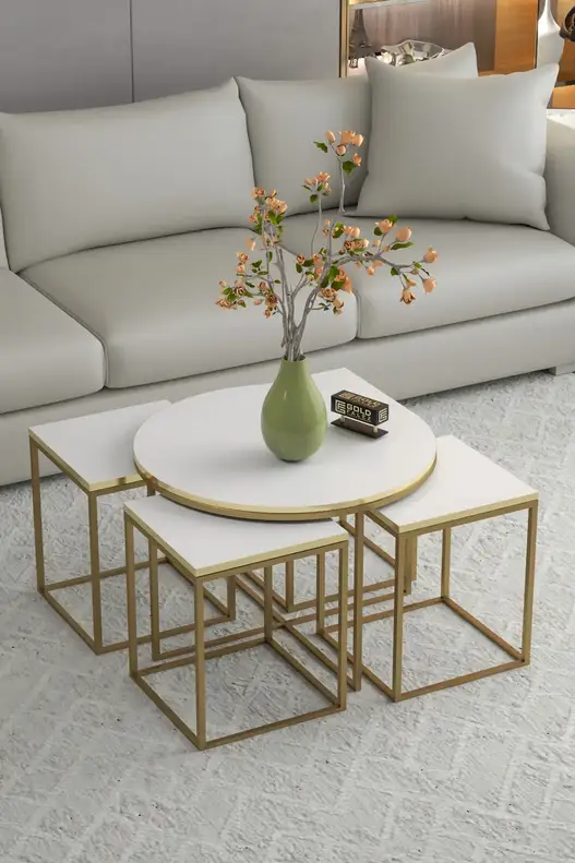 Oval Lux 5'li Orta ve Zigon Sehpa Seti