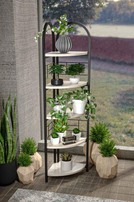 Bohemian Corner Flower Bed with 5 Shelves