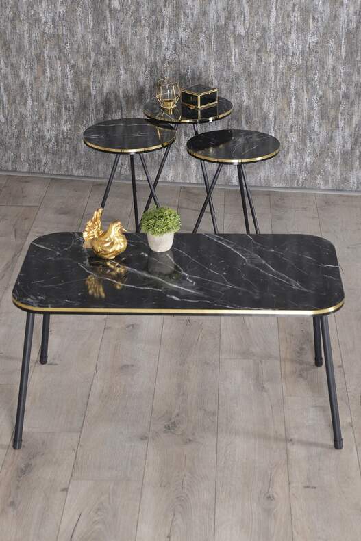 Black Metal Double Gold Coffee Table Set Square Black Metal Double Gold Coffee Table Set Square