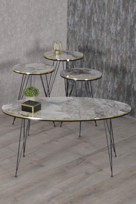 Black Wire Double Gold Coffee Table Set Ellipse Black Wire Double Gold Coffee Table Set Ellipse