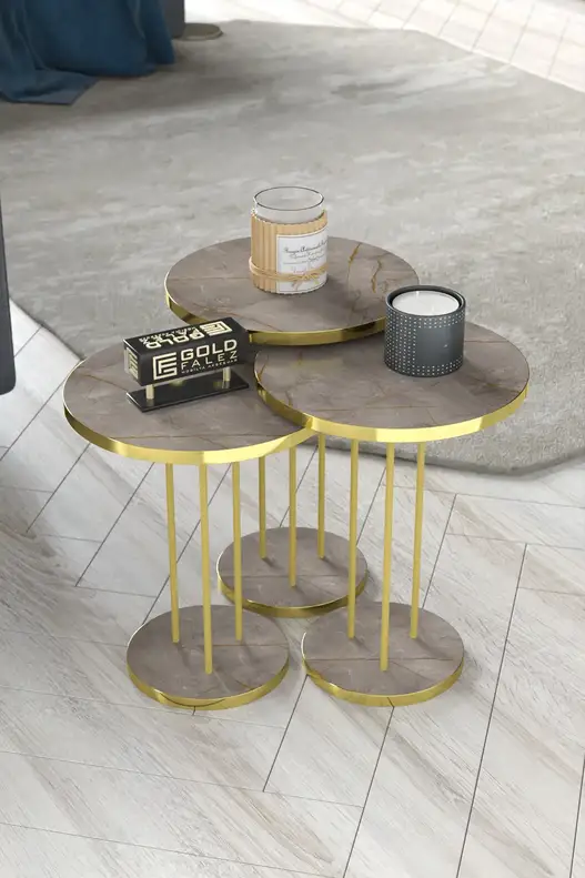 Coffee Table and Zigon Coffee Table Terra Set Gold Coffee Table and Zigon Coffee Table Terra Set Gold