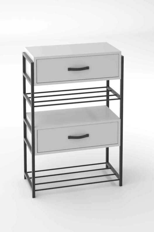 Wood-Metal 4 Shelf 2 Door Shoe Rack